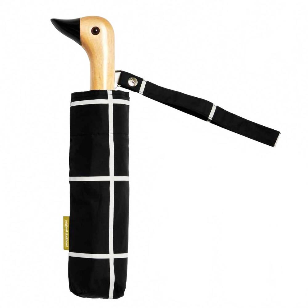 NEW DUCK HEAD compact eco-friendly umbrella in black grid
